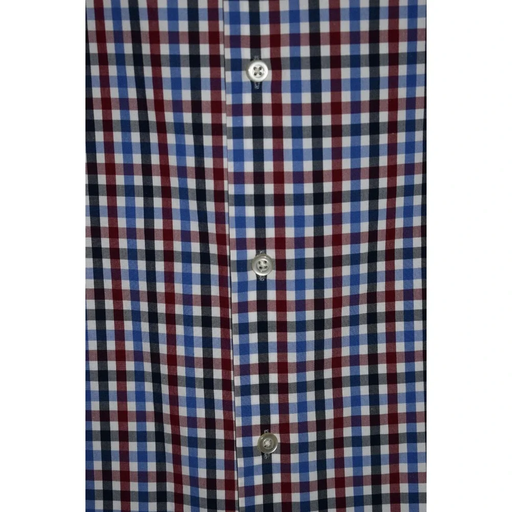 Banana Republic Camden Fit Shirt Button Mens Medium Red Blue Check Supima Cotton